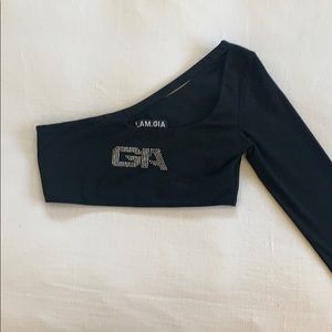 NWOT I.AM.GIA black one-sleeve crop top